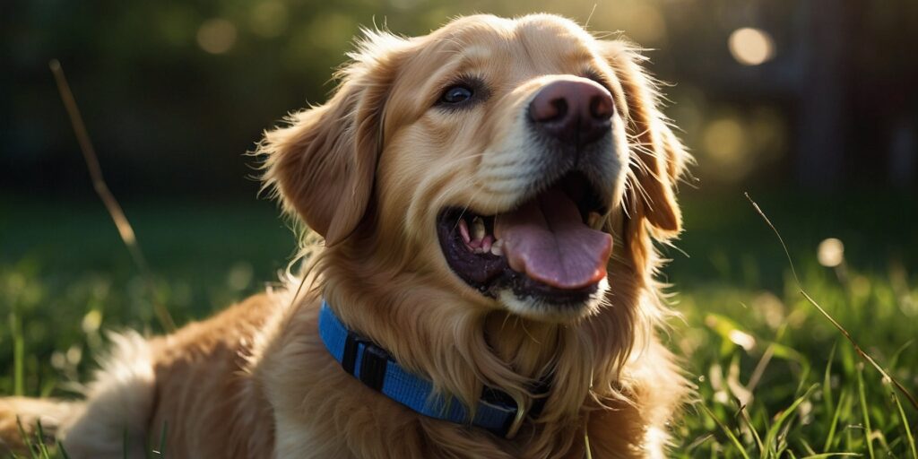 Un chien heureux apprenant le rappel avec son maître, tenant une friandise dans sa main