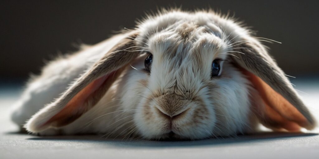 Une image illustrant un lapin malade, avec des symptômes de myxomatose, pour montrer les conséquences de la non-vaccination.